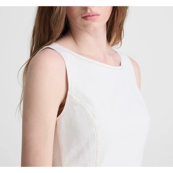 Madewell Tops - Madewell Denim Corset Tank Top Womens Size 14 Ivory Ecru Zip Back Style NZ030